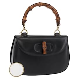 Borsa a mano GUCCI Bamboo in pelle nera e oro 000 1227 0633 Auth 178723V