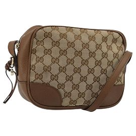 Bolsa de Ombro GUCCI GG Canvas Bege Ouro 449413 Auth mr2500