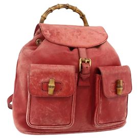 GUCCI Bamboo Rucksack Leder Rot Gold 000 2023 0016 Auth 179624