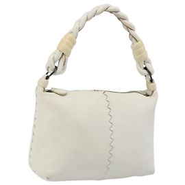 Borsa BOTTEGA VENETA in pelle bianco argento Auth mr2483