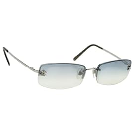CHANEL COCO Mark Sonnenbrille aus Metall, Silberton, CC Auth 179115V