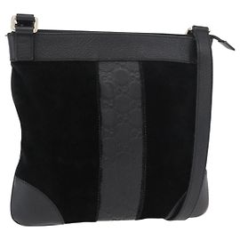 Borsa GUCCI GG Canvas Guccissima in pelle e scamosciato Outlet Nero 272396 Auth ep14504A