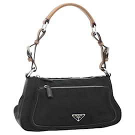 Borsa a tracolla PRADA Nylon e pelle nera argento Auth mr2443A