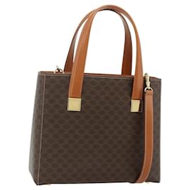 Céline Borsa CELINE Macadam Canvas PVC Pelle 2way Marrone Oro Auth 179713A