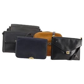 Borsa Christian Dior Honeycomb Canvas Pelle PVC 5 Set Nero Marrone Auth fm5352