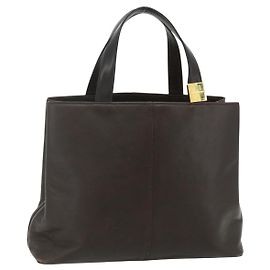 Borsa a mano BURBERRY in pelle marrone oro Auth 179281A