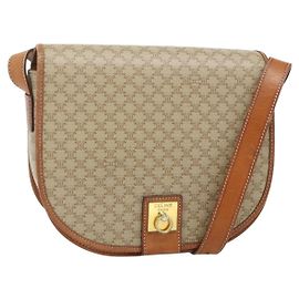 Céline Borsa a Spalla CELINE Macadam Canvas PVC Beige Oro Auth 179759
