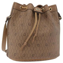 Borsa a Spalla Christian Dior Honeycomb Canvas PVC Beige Oro Auth 180032