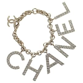 Bracciale CHANEL Logo metallo Champagne Gold CC Auth 178800SM