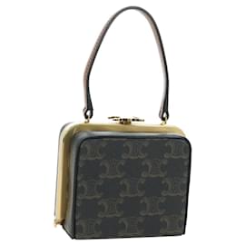 CELINE Triomphe Macadam Canvas Mini Vanity Case PVC Leather Black Auth 179589M - Céline