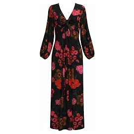 Autre Marque Abito Maxi con Stampa Floreale Multicolore Nero / Rosso / Rosa Pearl di Lela Rose
