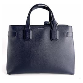 Burberry Borsa Tote Banner Medium in Pelle a Quadretti Archive Beige