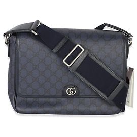 Borsa a tracolla Gucci Blue Black Tender GG Supreme Dollar in pelle di vitello Ophidia