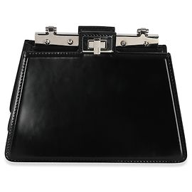 Bolsa de ombro Fendi Black Patent Petite Peekaboo Cut Chain