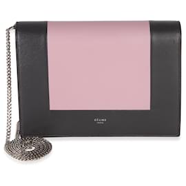 Céline Celine Abendclutch mit Rahmen aus glattem Kalbsleder in Grau-Rosa mit Kette