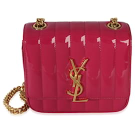 Piccola borsa a tracolla Vicky in vernice matelassé con monogramma rosa Saint Laurent
