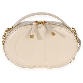 Christian Dior CD Signature Oval Crossbody Camera Bag aus cremefarbenem Kalbsleder