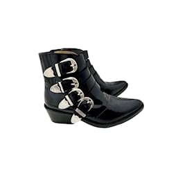 Botas de tobillo negras de cuero con hebillas plateadas - Toga Pulla