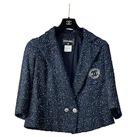 Chanel Tweed-Jacke in Navy Blau 2012, Gr. 38 Gebraucht