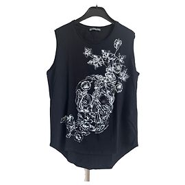 Alexander McQueen Top sin mangas estampado calavera negro