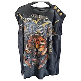 Balmain Camiseta con estampado de tigre desgastado