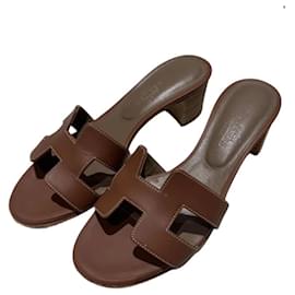Hermès Sandali H Pelle Marrone