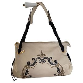 Borsa a mano in pelle Roberto Cavalli beige