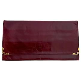 Pochette rettangolare in pelle bordeaux vintage anni '80 CARTIER Must