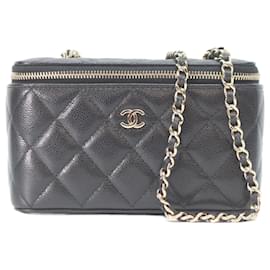 Borsa a tracolla vanity in pelle caviar nera Chanel