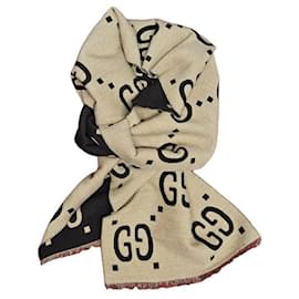 Gucci GG Supreme Schal Beige und Schwarz