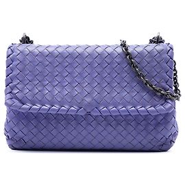 Bottega Veneta Borsa a tracolla Olimpia in nappa Intrecciato viola, piccola