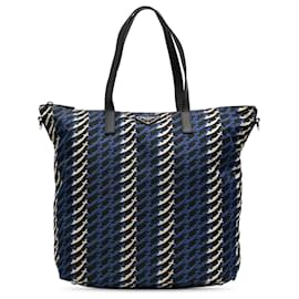 Borsa Satchel Prada Blue Tessuto Stampato
