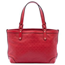 Tote in pelle rossa con dettagli Diamante Small di Gucci