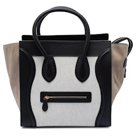 Celine Gray Mini Canvas und Wildleder Tricolor Luggage Tote - Céline