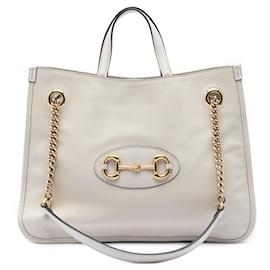 Tote Gucci White Medium Calfskin Horsebit 1955 Chain