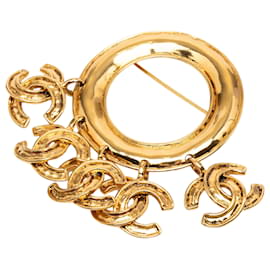 Anello Spilla Chanel Gold CC Placcato Oro con Cinque Charm