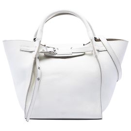 Céline Celine Big Bag em couro de bezerro de grão macio branco, tamanho pequeno