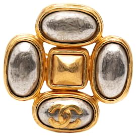 Spilla Chanel Gold CC Placcata Oro Gripoix Clover