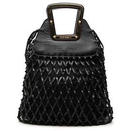 Dolce & Gabbana Black Woven Leather Net Handle Bag Tasche