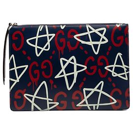 Gucci Blue Calfskin Gucci Ghost Clutch