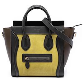 Céline Borsa Celine Yellow Nano Tricolor Leather Luggage Tote