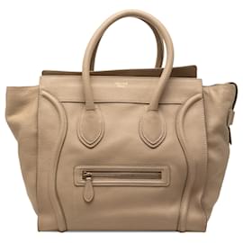 Tote Luggage in pelle di vitello granulata marrone Celine - Céline