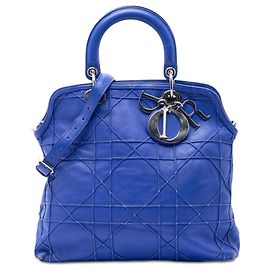 Borsa Dior Blue Medium Lambskin Cannage Polochon Granville