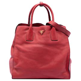 Tote Open Convertible Prada Red Vitello Daino