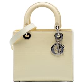 Dior Bianco Medium Patent Microcannage Lady Dior