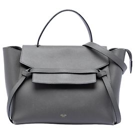 Céline Celine Borsa Belt Mini in pelle di vitello granulata grigia