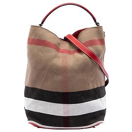 Borsa a secchiello Ashby in tela Mega Check marrone Burberry Taglia Medium