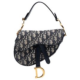 Dior Blue Mini Oblique Canvas Saddle Bag