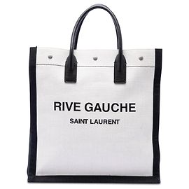 Saint Laurent White Linen Rive Gauche North South Tote