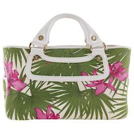 Celine Boogie Handtasche aus weißem Canvas mit botanischem Print - Céline